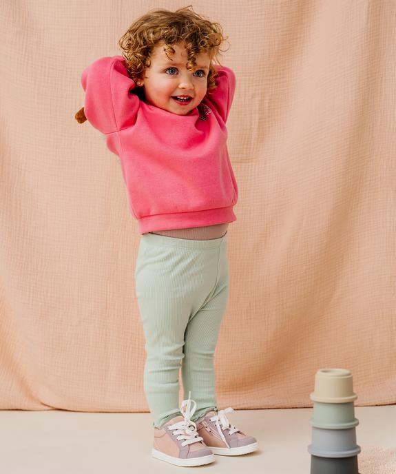 Legging en maille côtelée et finitions froncées bébé fille vue2 - GEMO 4G BEBE - GEMO