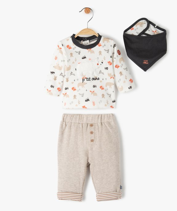 Ensemble Bebe Garcon 3 Pieces Tee Shirt Foulard Pa Gemo