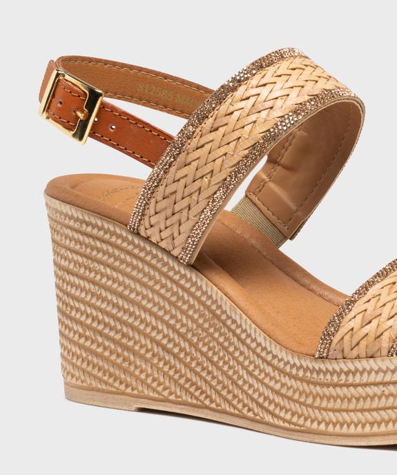 Sandales femme à talon compensé et brides effet tissé avec paillettes vue13 - VALENTINA BALDA - GEMO