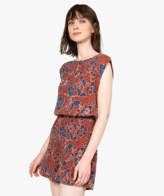 Combi-short femme imprimé en maille froissée vue2 - GEMO(FEMME PAP) - GEMO