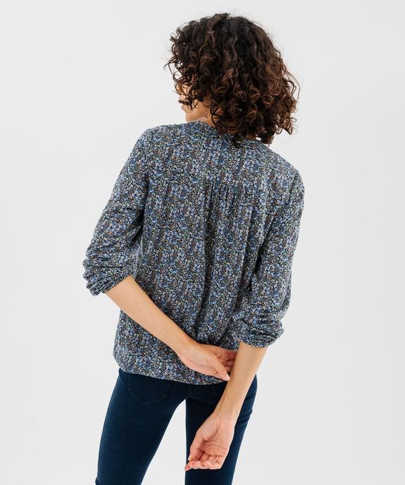 Tee-shirt manches longues imprimé col V fantaisie femme vue3 - GEMO 4G FEMME - GEMO