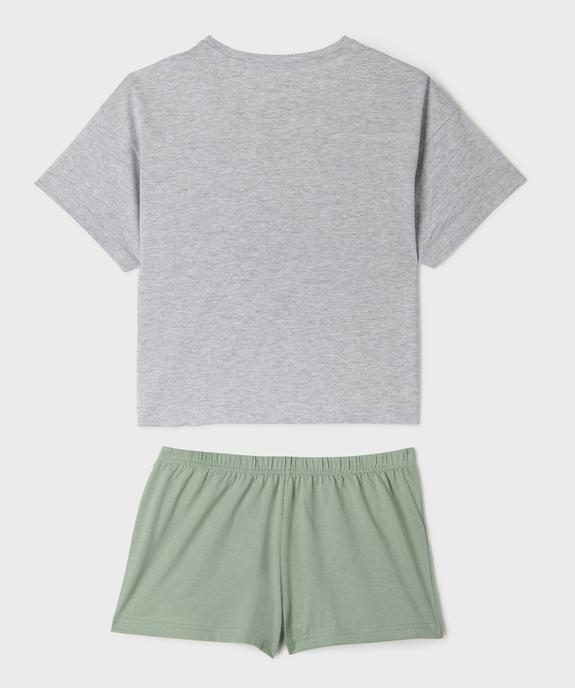 Pyjashort bicolore avec inscription USA fille vue3 - GEMO 4G FILLE - GEMO