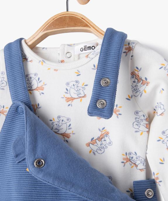 Ensemble 2 pièces salopette et body manches longues en jersey bébé vue2 - GEMO(BB COUCHE) - GEMO