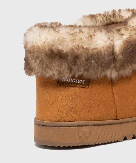 Chaussons boots en suédine avec col fourré femme - Isotoner vue6 - ISOTONER - GEMO