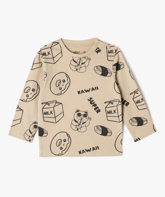 Tee-shirt manches longues en coton bébé garçon (lot de 3) vue2 - GEMO(BEBE DEBT) - GEMO