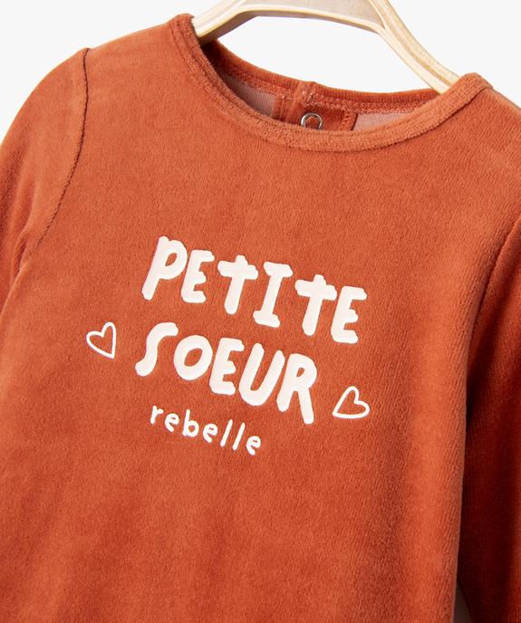 Pyjama en velours avec message sur le buste bébé vue2 - GEMO(BB COUCHE) - GEMO