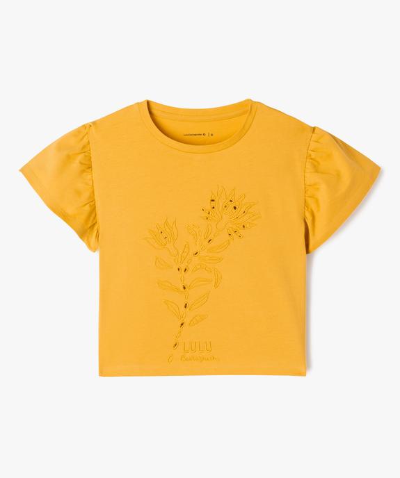 Tee-shirt à manches courtes froncées avec motif fille - LuluCastagnette vue2 - LULU CASTAGNETTE GEMO FOR GOOD - GEMO