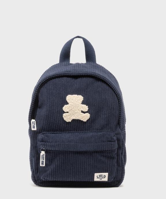 Sac à dos en velours côtelé garçon - LuluCastagnette vue2 - LULUCASTAGNETTE - GEMO