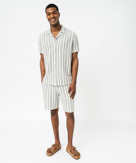 Bermuda en coton tissé à rayures homme vue5 - GEMO (HOMME) - GEMO