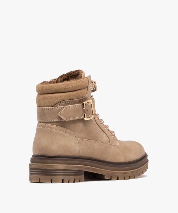 Boots femme fourrées à lacets avec bride à boucle couvrante vue4 - GEMO (CASUAL) - GEMO