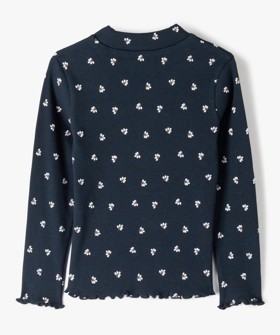 Tee-shirt fille à manches longues et col cheminé motif fleuri vue3 - GEMO (ENFANT) - GEMO