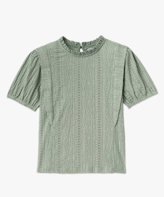 Tee-shirt manches courtes en maille ajourée à volants femme vue4 - GEMO(FEMME PAP) - GEMO