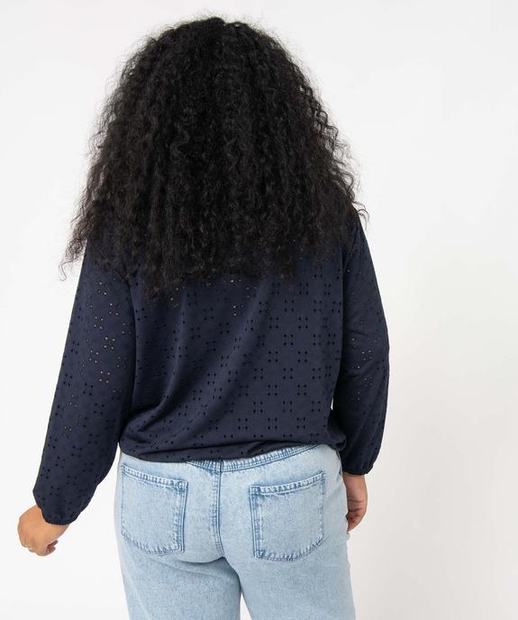 Tee-shirt femme grande taille ajouré à manches 3/4 vue3 - GEMO (G TAILLE) - GEMO