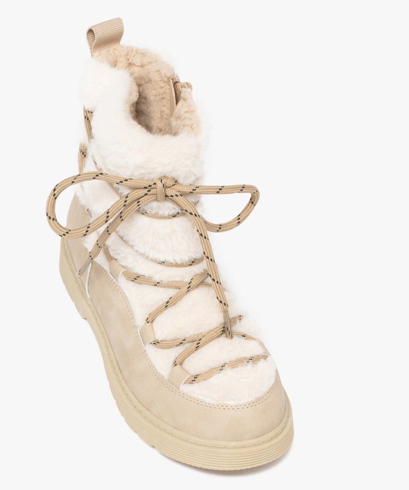 Boots fille fourrées au dessus duveteux à zip et lacets à nouer vue6 - LOVELY WINGS GEMO FOR GOOD - GEMO