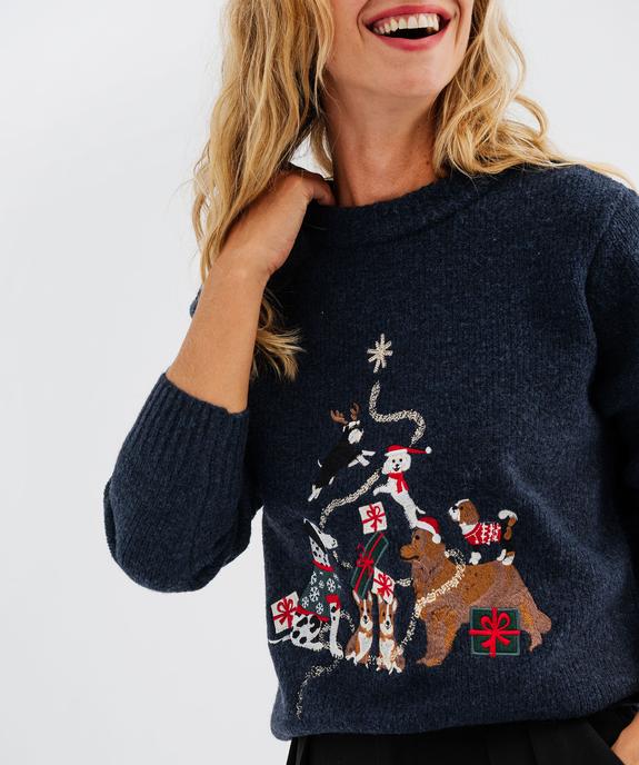 Pull de Noël avec motifs chiens brodés femme vue2 - GEMO(FEMME PAP) - GEMO
