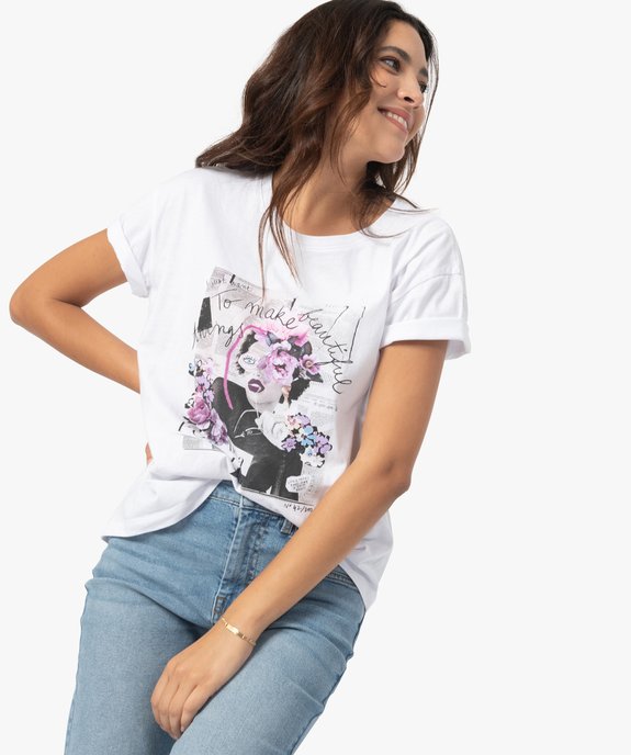 Tee-shirt femme avec motif positif vue2 - GEMO(FEMME PAP) - GEMO