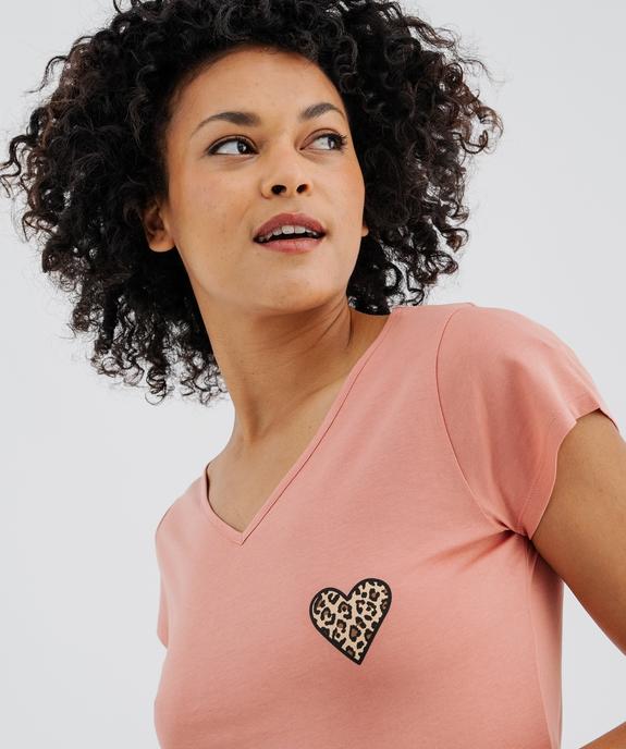 Chemise de nuit à manches courtes et col V femme vue2 - GEMO 4G FEMME - GEMO