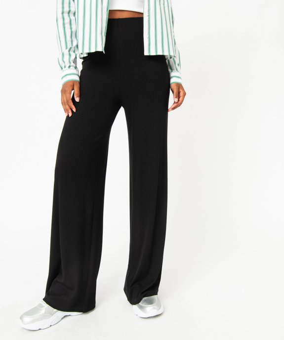 Pantalon large en maille côtelée femme vue1 - GEMO(FEMME PAP) - GEMO