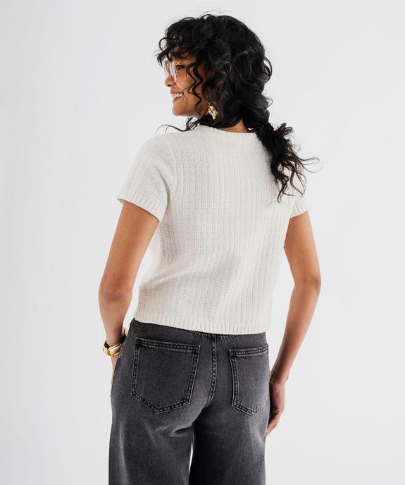 Pull manches courtes en maille texturée à boutons femme vue3 - GEMO(FEMME PAP) - GEMO