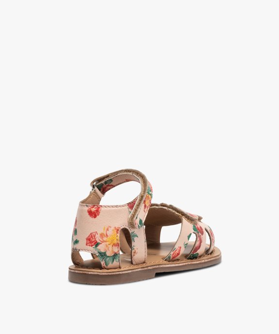 Sandales fille à double bride en cuir fermeture scratch vue4 - GEMO (ENFANT) - GEMO