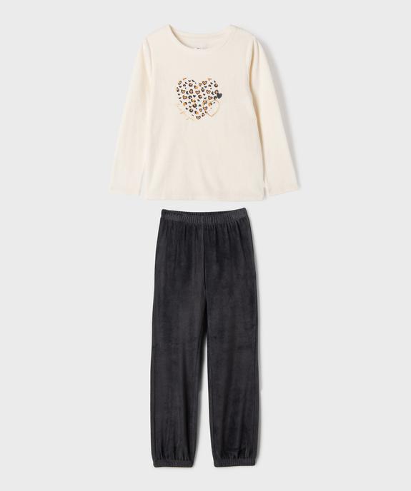 Pyjama en velours avec coeur fille vue1 - GEMO (ENFANT) - GEMO