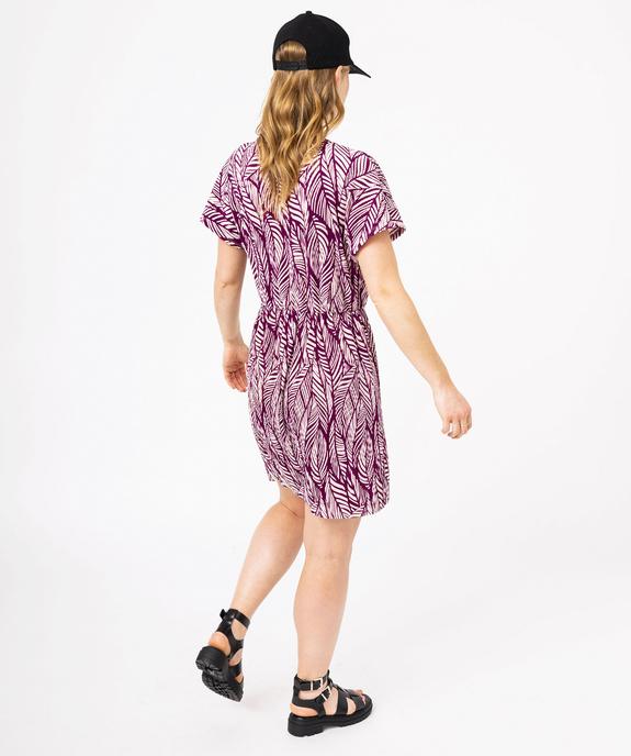 Robe portefeuille imprimée en maille plissée femme vue3 - GEMO 4G FEMME - GEMO