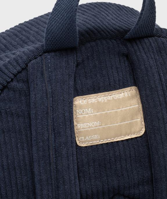Sac à dos en velours côtelé garçon - LuluCastagnette vue4 - LULUCASTAGNETTE - GEMO