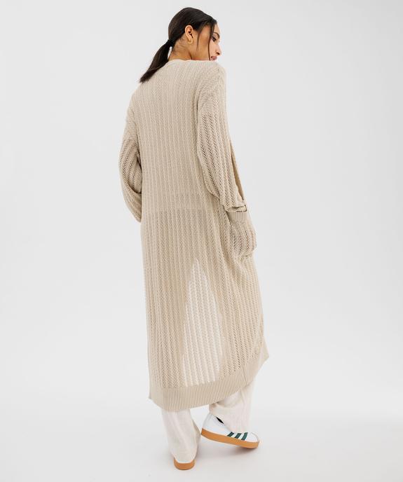 Gilet long en maille pailletée ajourée femme vue3 - GEMO(FEMME PAP) - GEMO