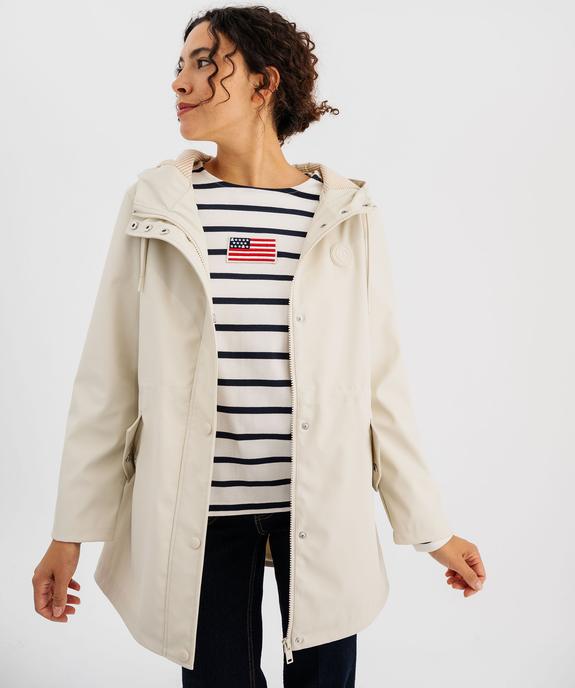 Imperméable déperlant à capuche rayée femme - LuluCastagnette vue5 - LULUCASTAGNETTE - GEMO