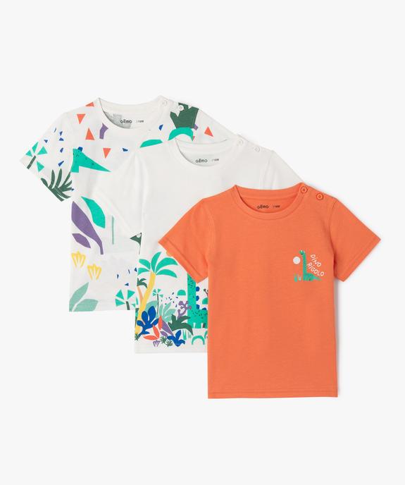 Tee-shirt à manches courtes à motifs animaux bébé garçon (lot de 3) vue1 - GEMO(BEBE DEBT) - GEMO