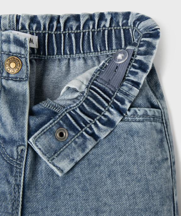 Jean délavé avec ceinture élastique bébé fille vue2 - GEMO(BEBE DEBT) - GEMO