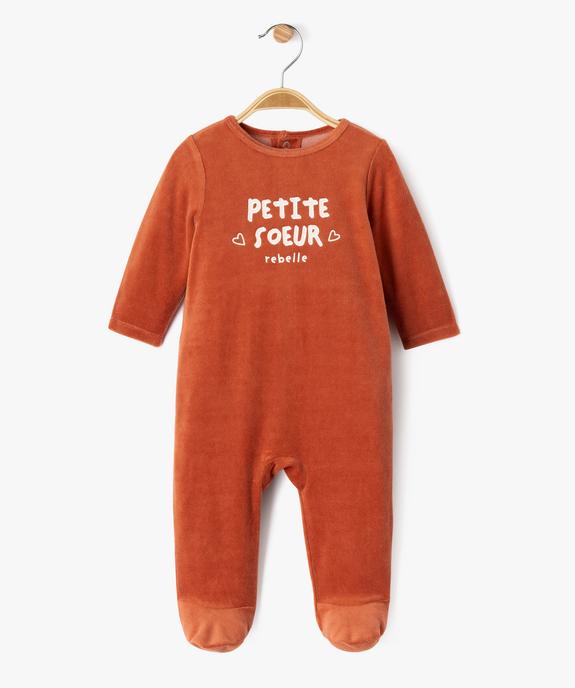 Pyjama en velours avec message sur le buste bébé vue1 - GEMO(BB COUCHE) - GEMO
