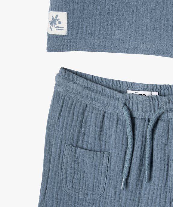 Ensemble 2 pièces en gaze de coton bébé garçon short + tee-shirt vue2 - GEMO(BEBE DEBT) - GEMO
