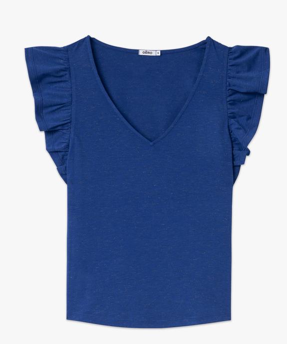 Tee-shirt manches courtes volantés à paillettes femme vue4 - GEMO(FEMME PAP) - GEMO