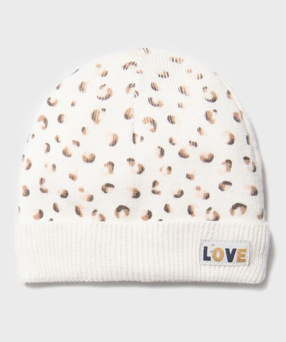 Bonnet en maille à motifs tachetés doublé polaire bébé fille vue1 - GEMO(BEBE DEBT) - GEMO