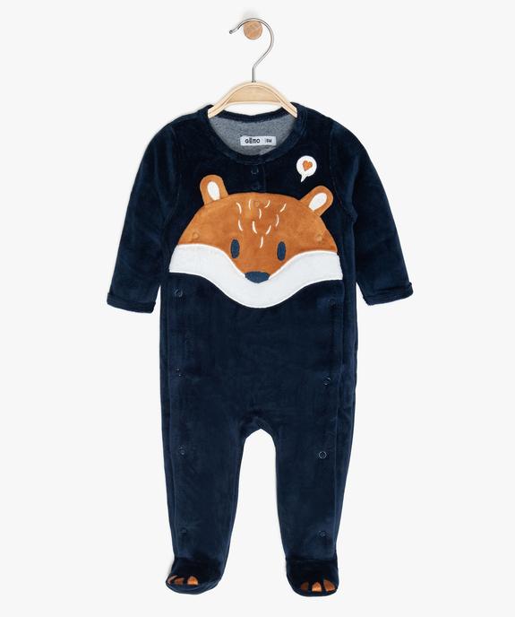 Pyjama bébé en velours avec ouverture devant vue1 - GEMO 4G BEBE - GEMO