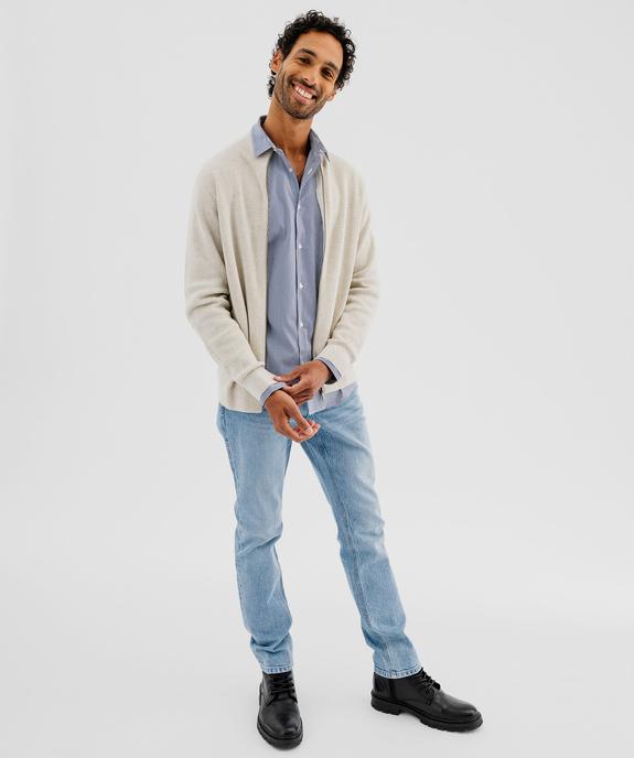 Chemise rayée coupe slim en coton stretch homme vue8 - GEMO 4G HOMME - GEMO