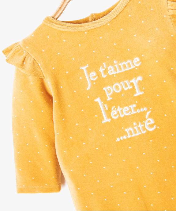 Pyjama bébé en velours imprimé pois et volant vue3 - GEMO(BB COUCHE) - GEMO