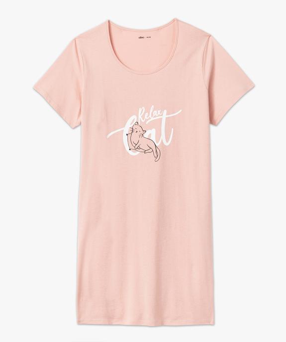 Chemise de nuit à manches courtes avec motifs femme grande taille vue4 - GEMO 4G FEMME - GEMO