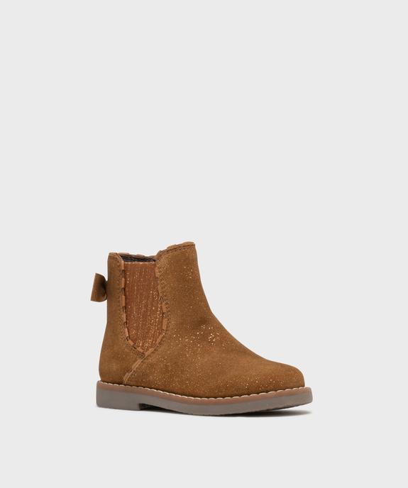 Chelsea boots pailletées en cuir suédé fille - Tanéo vue2 - TANEO - GEMO