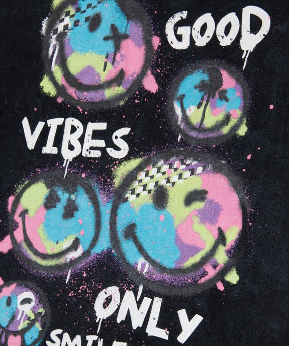Tee-shirt manches courtes avec motifs Smiley fille - Smiley World vue2 - SMILEY WORLD - GEMO