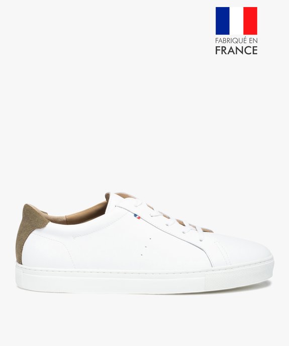 Baskets homme unies dessus et intérieur cuir – Tanéo vue1 - TANEO - GEMO