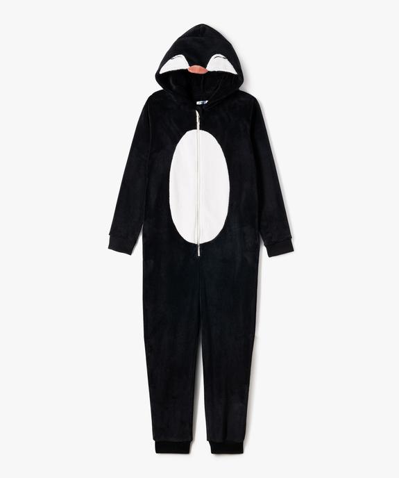 Combinaison pyjama en maille peluche motif pingouin fille vue1 - GEMO (JUNIOR) - GEMO