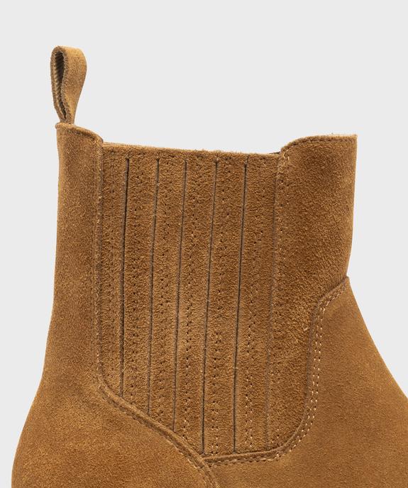 Boots dessus cuir velours avec élastique latéral et semelle crantée femme - Tanéo vue6 - TANEO - GEMO