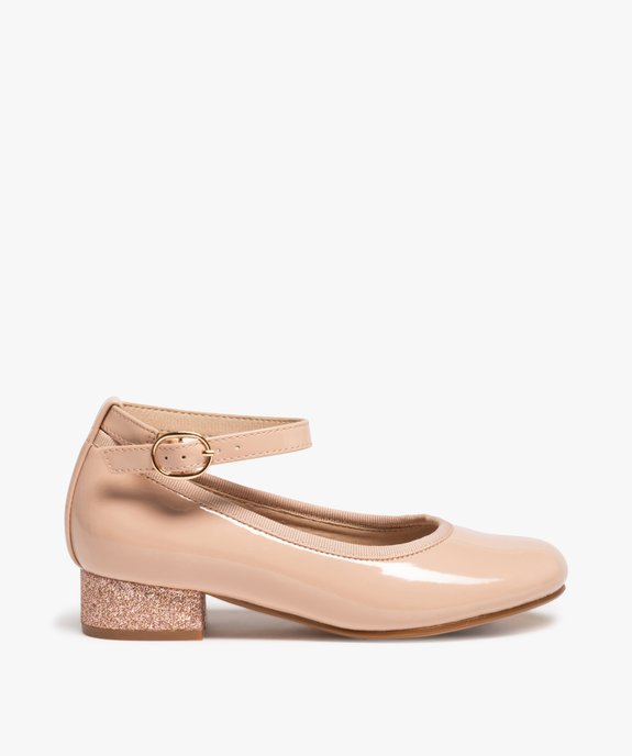 Ballerines fille vernies à talon pailleté et bride de cheville vue1 - GEMO (ENFANT) - GEMO