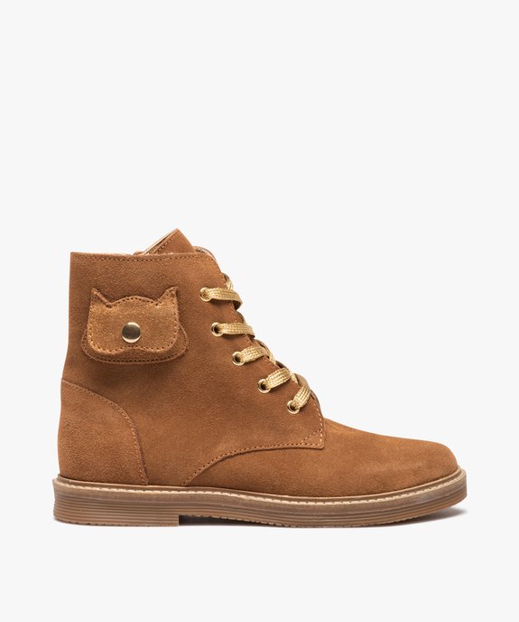 Boots fille dessus cuir uni à lacets métallisés et zip – NA! vue1 - NA! - GEMO