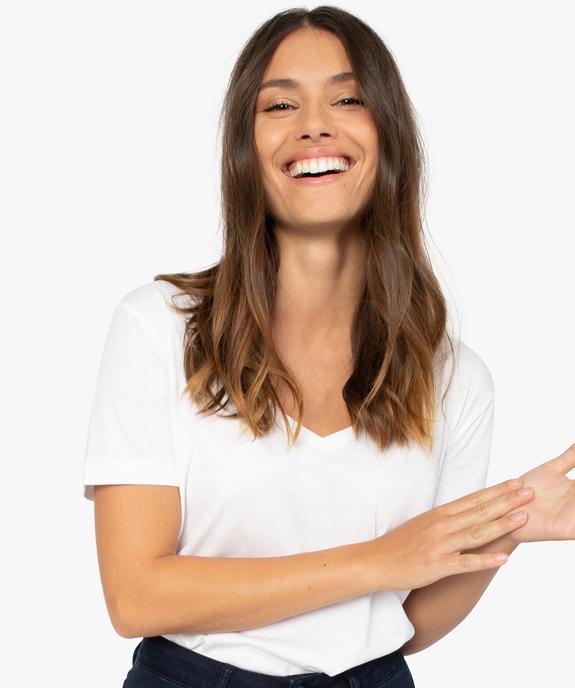 Tee-shirt femme à col V et manches courtes vue2 - GEMO(FEMME PAP) - GEMO
