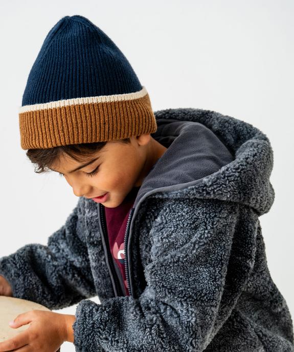 Bonnet en maille tricolore avec revers garçon vue4 - GEMO (ENFANT) - GEMO
