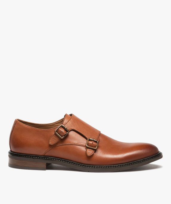 Derbies homme dessus cuir uni fermeture boucle - Tanéo vue2 - TANEO - GEMO