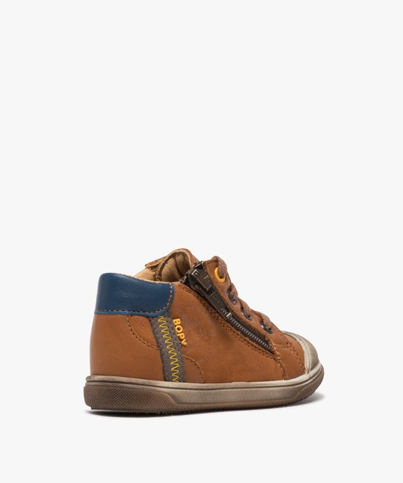 Chaussures Premiers Pas Bebe Garcon A Lacets Et Zip Bopy Gemo